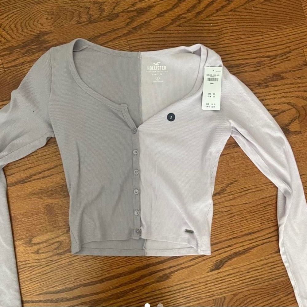 hollister half and half purple shirt
